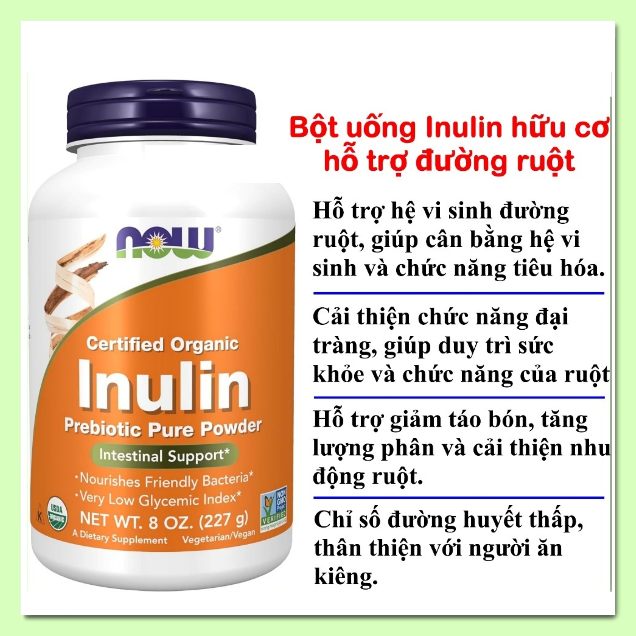Now Foods Organic Inulin Oral Powder to Support Intestinal Health [American Product]