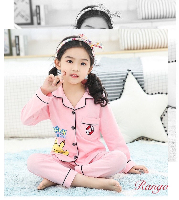 Bộ thun Pyjama cho bé trai, bé gái xinh iu ấm áp mùa mưa 10-45Kg (4 màu)