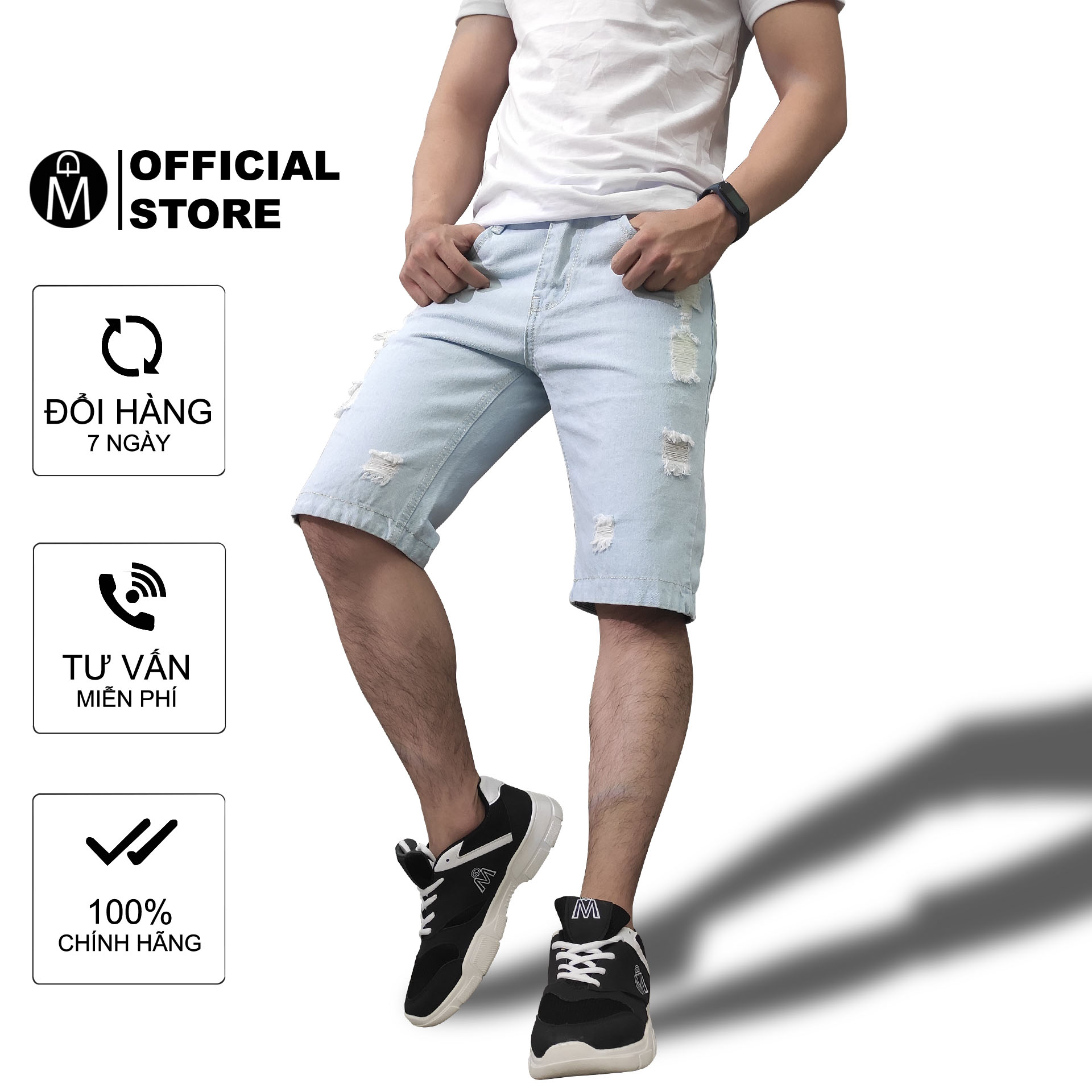 [HCM]Quần short jeans nam xanh bạc đẹp Q32 MĐ quần đùi nam thời trang