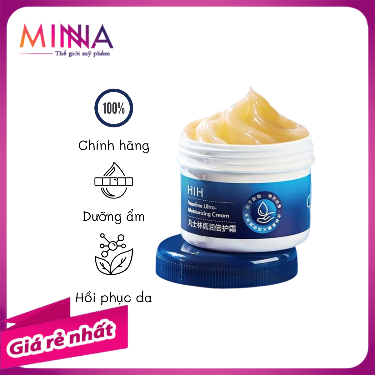 Sáp Dưỡng Ẩm Vaseline HIH 40gr - Loại Bỏ Khô Nứt Nẻ Chân Tay, Dưỡng Ẩm Sâu, An Toàn Cho Cả Gia Đình
