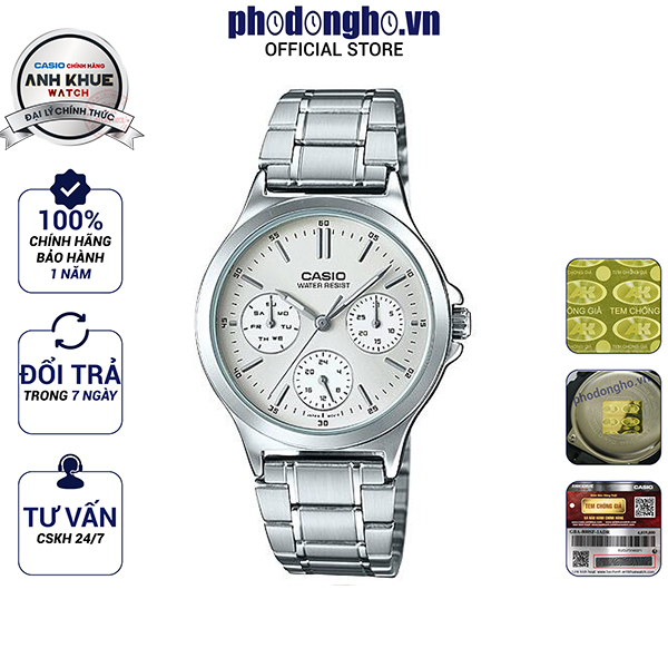 Đồng hồ nữ dây kim loại casio anh khuê ltp-v300d-7audf