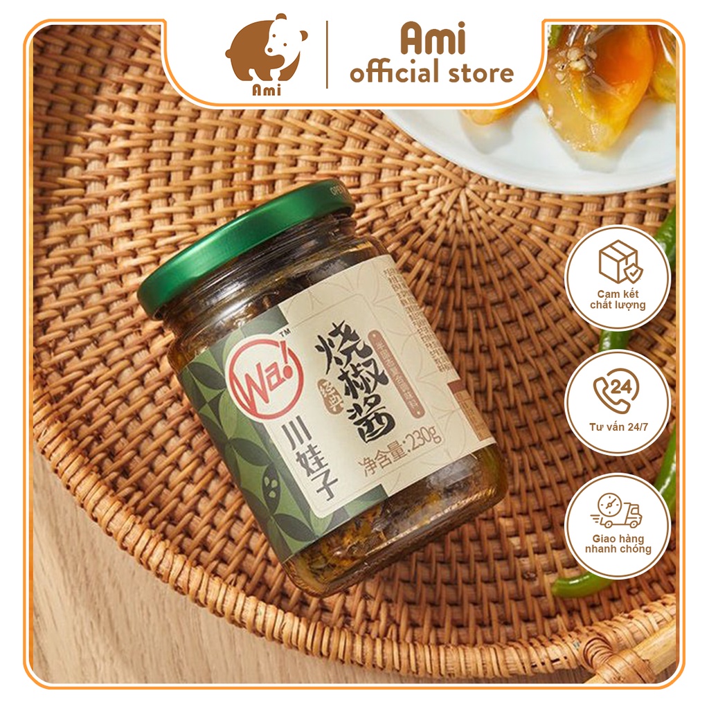 Sốt tiêu ớt xanh Ớt tiêu xanh nướng than, Sốt ớt xanh wazi, ớt chưng xanh Cay Cay tê tê thơm ngon hũ 230g, ớt tiêu xanh, ớt tiêu chưng xanh, tương ớt, gia vị cay, gia vị ớt
