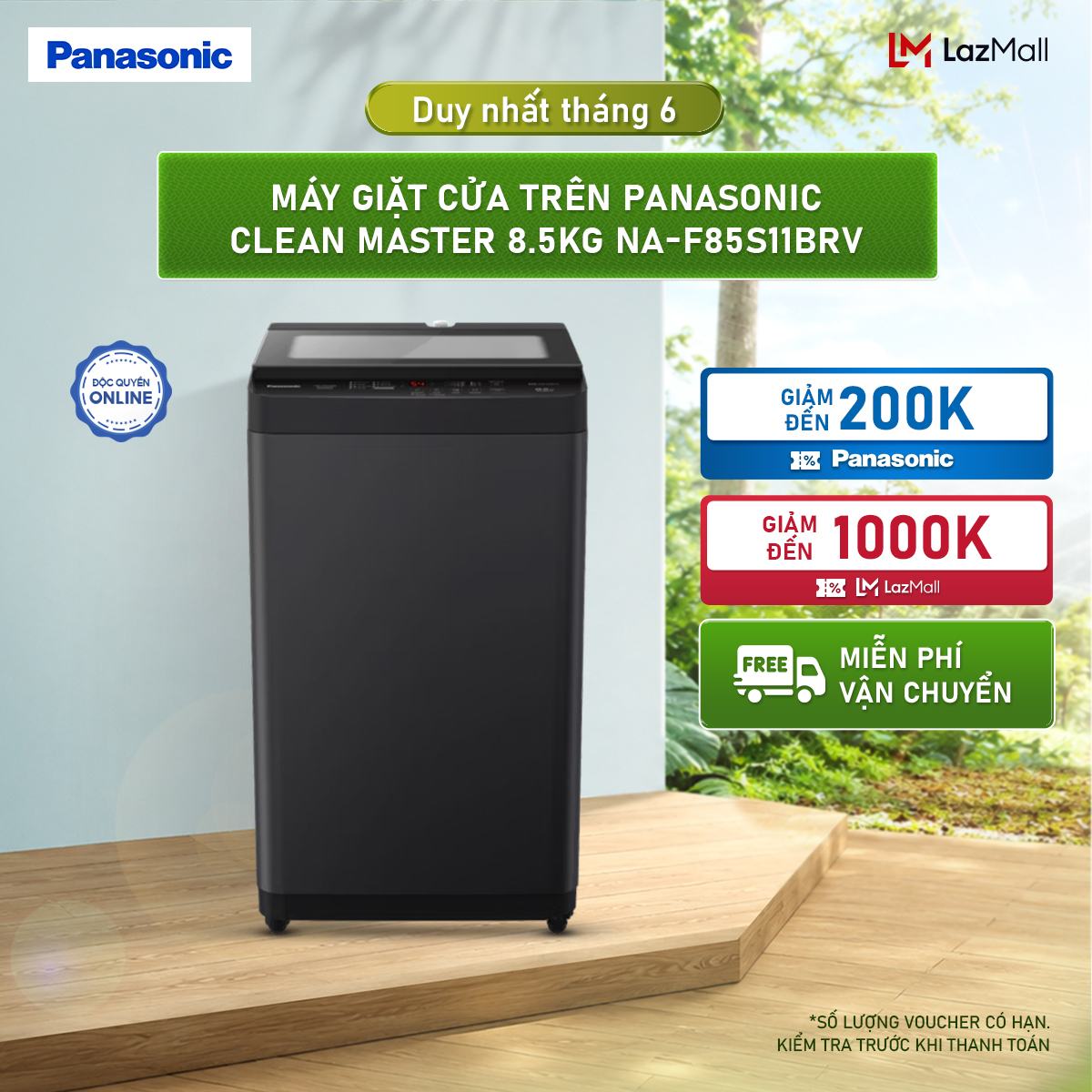 Máy Giặt Cửa Trên Panasonic CLEAN MASTER 8.5KG NA-F85S11BRV