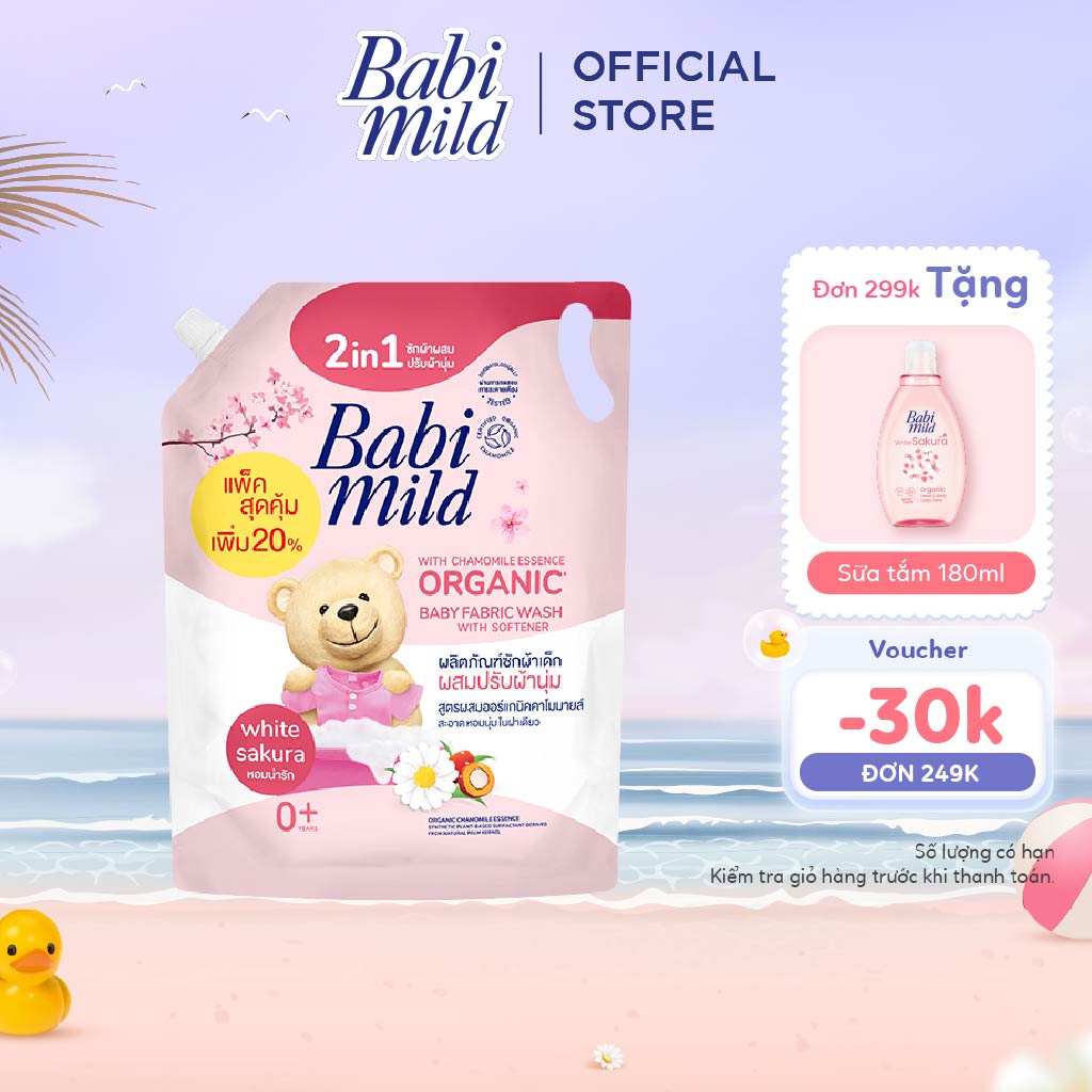 Nước Giặt Xả Dịu Nhẹ Cho Bé 2in1 Babi Mild 2400ML/túi