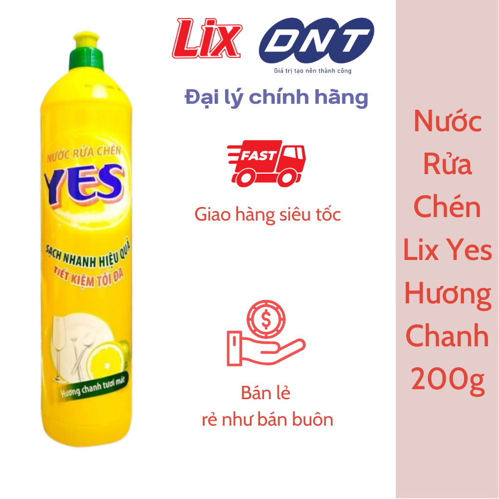 Nước rửa chén lix yes chanh 200g - phân phối chính hãng