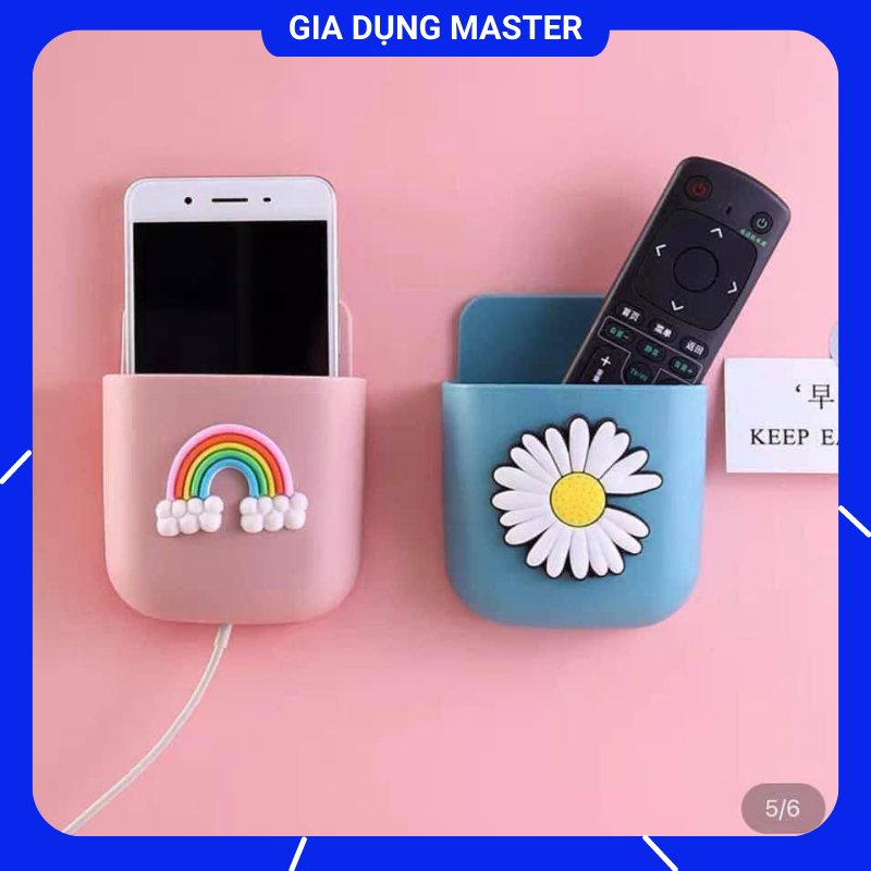 Hộp dán tường để Remote, giá đỡ sạc điện thoại ngộ nghĩnh