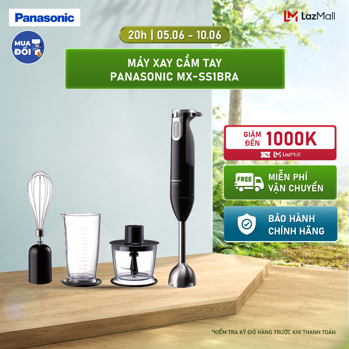 Máy xay cầm tay panasonic mx-ss1bra - công suất 600w - 5 tốc độ xay - trang bị 1 cây xay - 1 cây đánh trứng và 1 cốc đong -lưỡi dao bằng thép không gỉ - bảo hành chính hãng 12 tháng