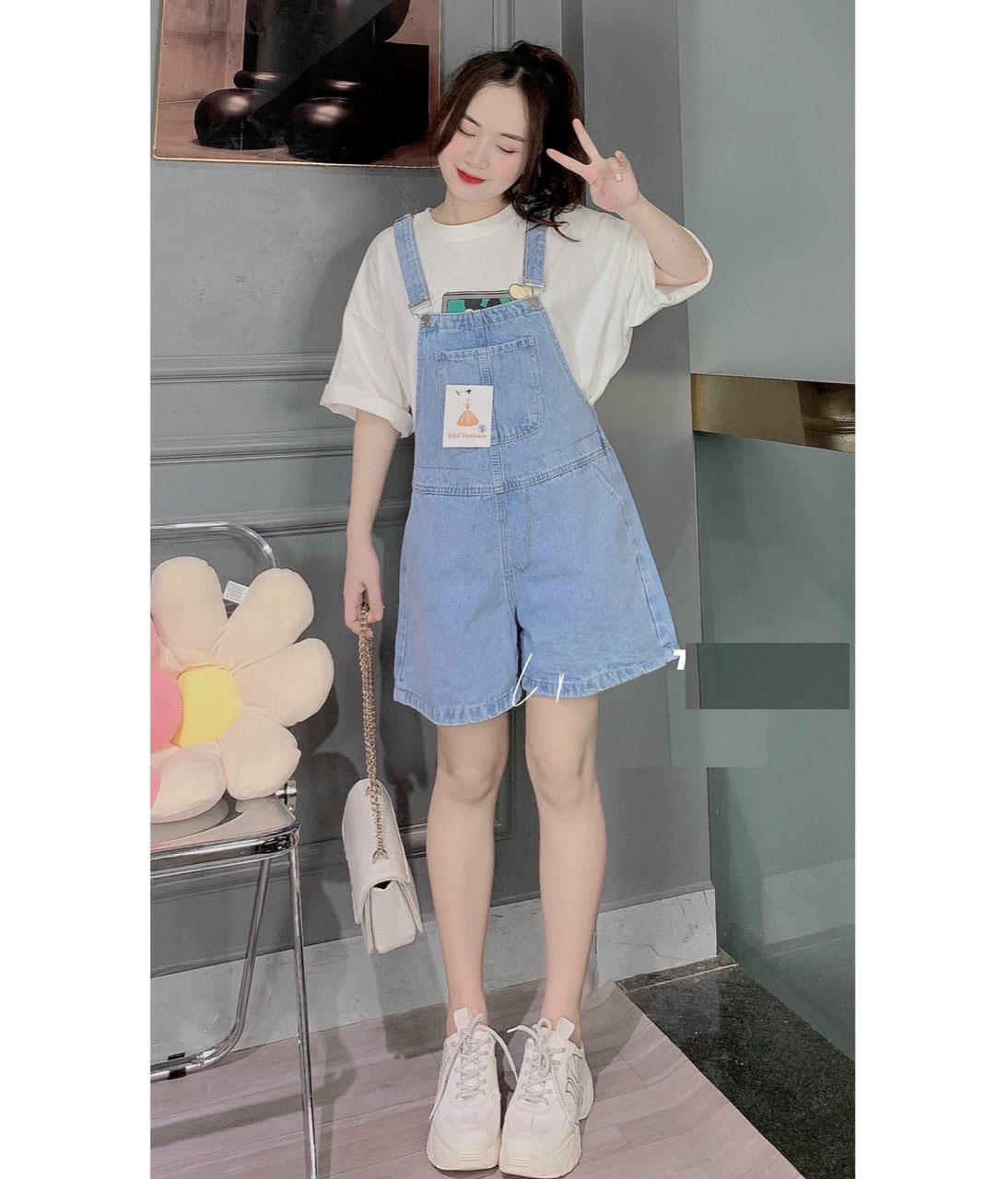 [HCM]Quần Yếm jean nữ (size SML) phong cách HÀN QUỐC dây phối kiểu mới thời trang THUYDIEUSHOP97 Y1