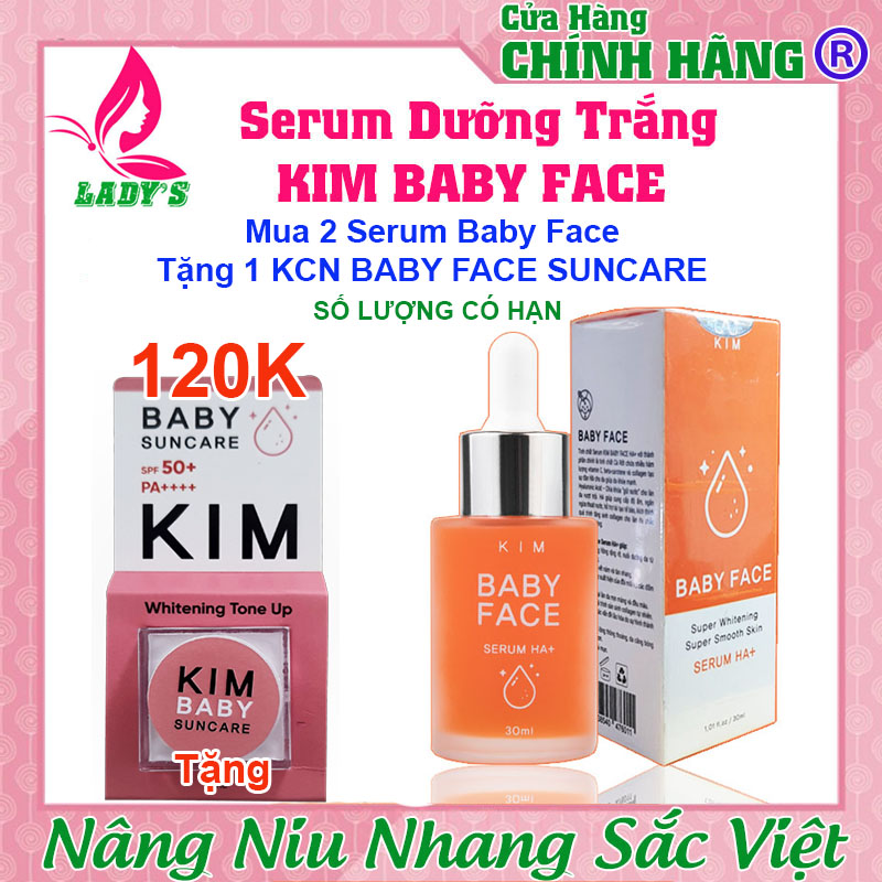 Serum Kim Baby Face HA+, Tinh Chất Truyền Trắng Kim Baby Face, Đầy Lùi Thâm Nám, Tàn Nhang Cho Da Trắng Hồng 30ml