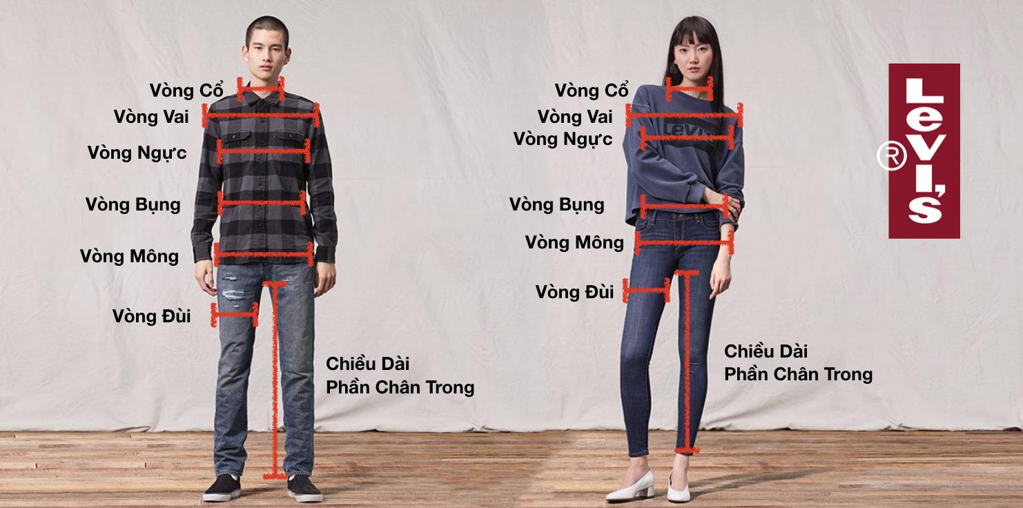 hướng dẫn chọn size Levi