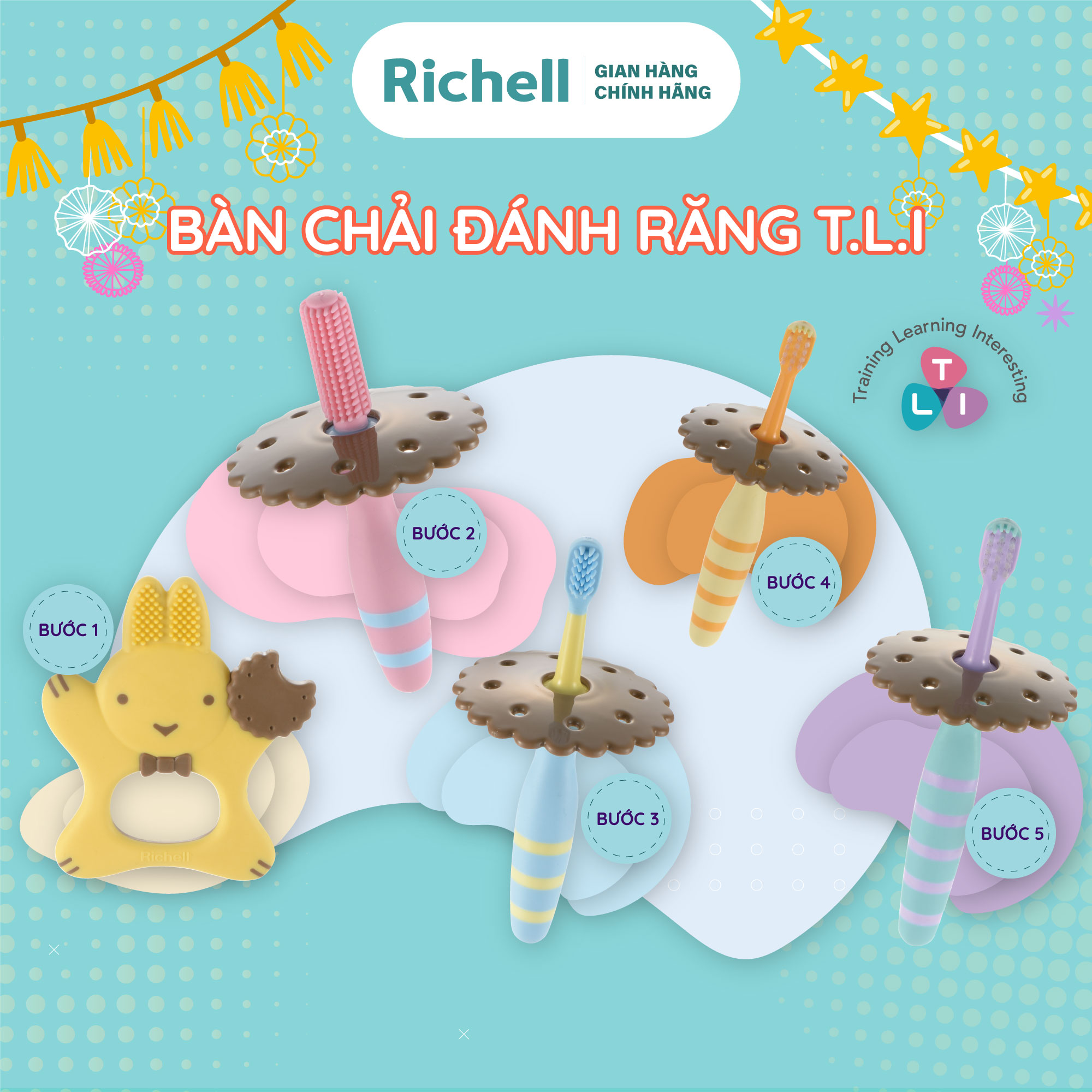 Bàn chải đánh răng trẻ em richell tli | baby