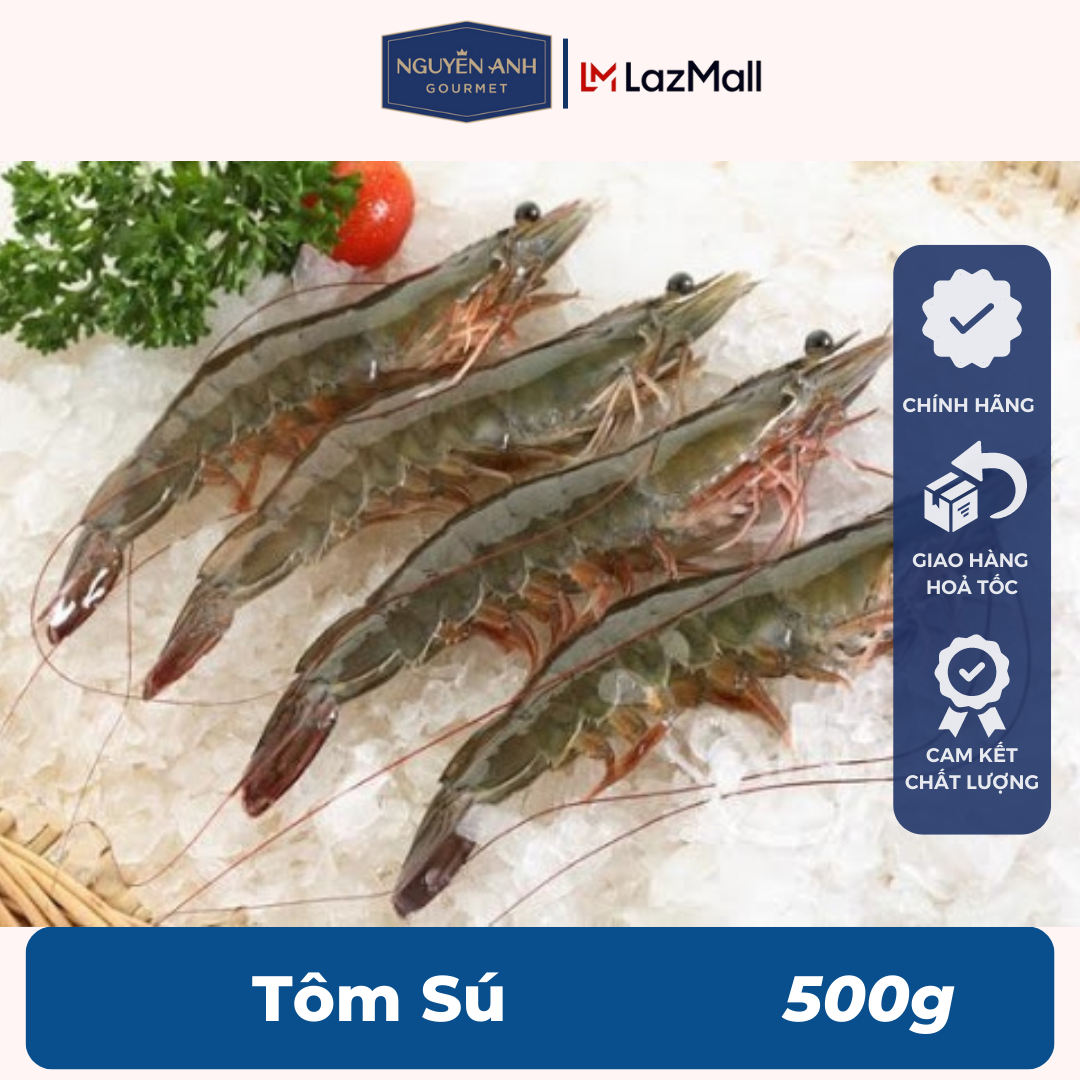 Tôm sú biển tươi Phú Quốc 500g Nguyên Anh đặc sản Phú Quốc hải sản tươi sống như cá, tôm tươi, mực tươi loại 500gr Hải Sản Nguyên Anh.