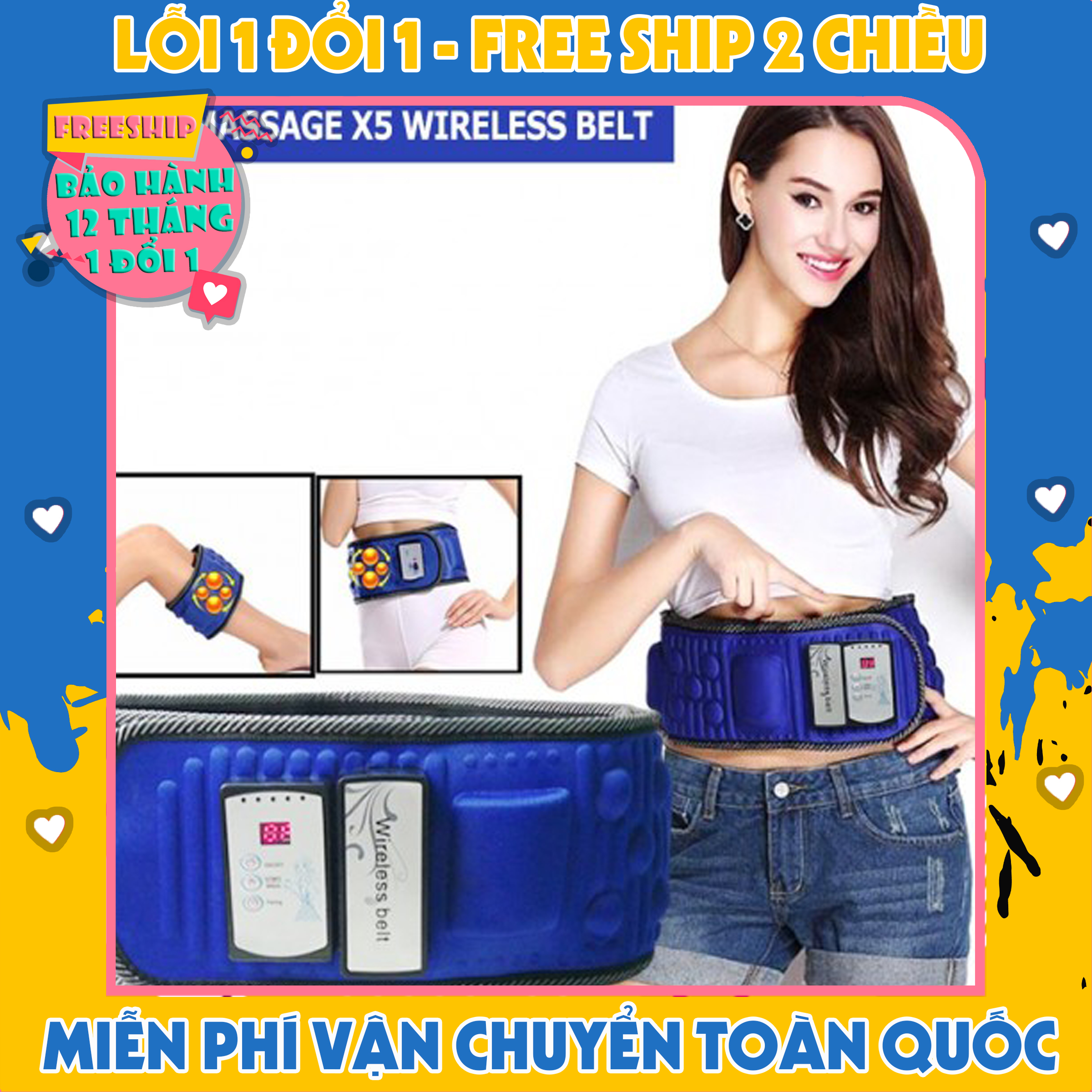 Đai massage giảm béo X5 Hàn Quốc, đai massage giảm mỡ bụng - Bảo Hành 12 Tháng
