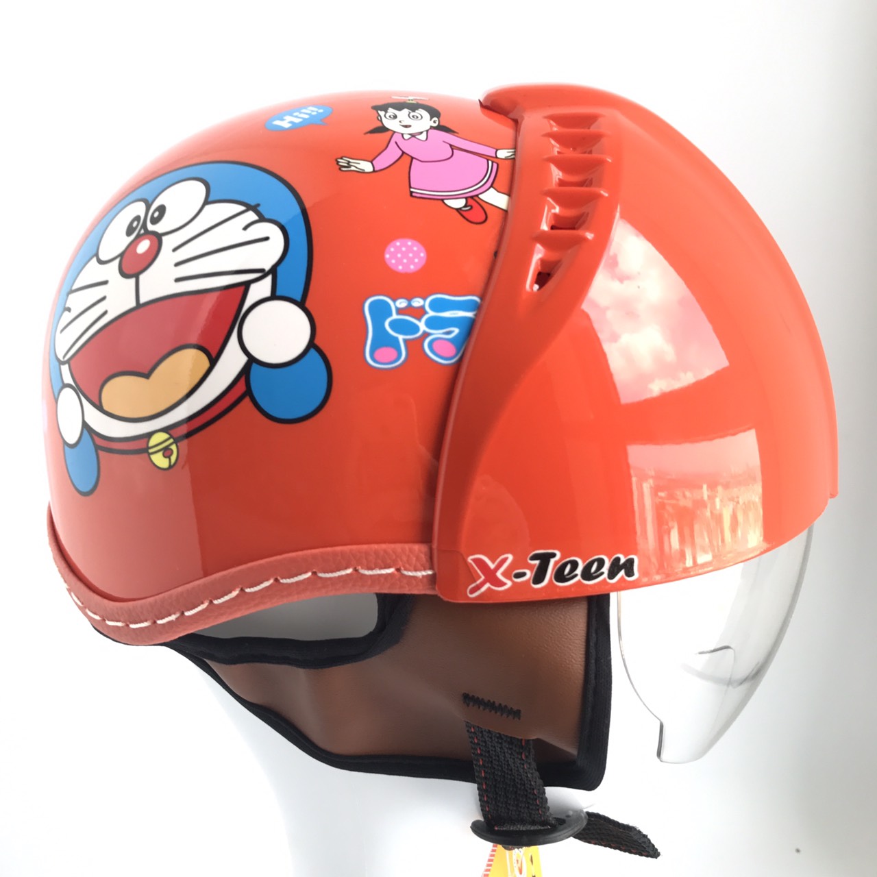Nón bảo hiểm trẻ em kính âm siêu đẹp - Dành cho bé từ 3 đến 6 tuổi - Xteen kính dấu - Doreamon - Vòng đầu 50-52cm