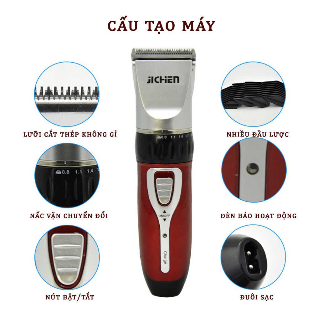 [Bảo hành 1 năm] Tông đơ cắt tóc, hớt tóc gia đình, trẻ em, không dây, chuyên nghiệp Jichen 0817 - . Hãng chính hãng loại 1 , siêu bền , tốt + Tặng kèm lượt trải tóc.
