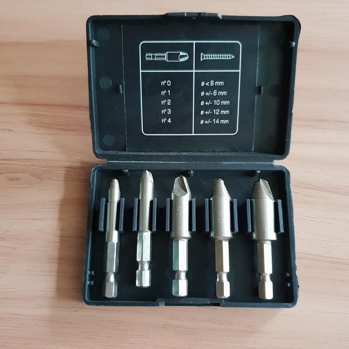 Bộ 5 mũi vặn vít toét thép hss 4241 tiện dụng