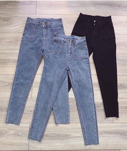 Quần jean nữ 2 TÚI KIỂU BẦU  + 2 CÚC lưng siêu cao 01/015-171