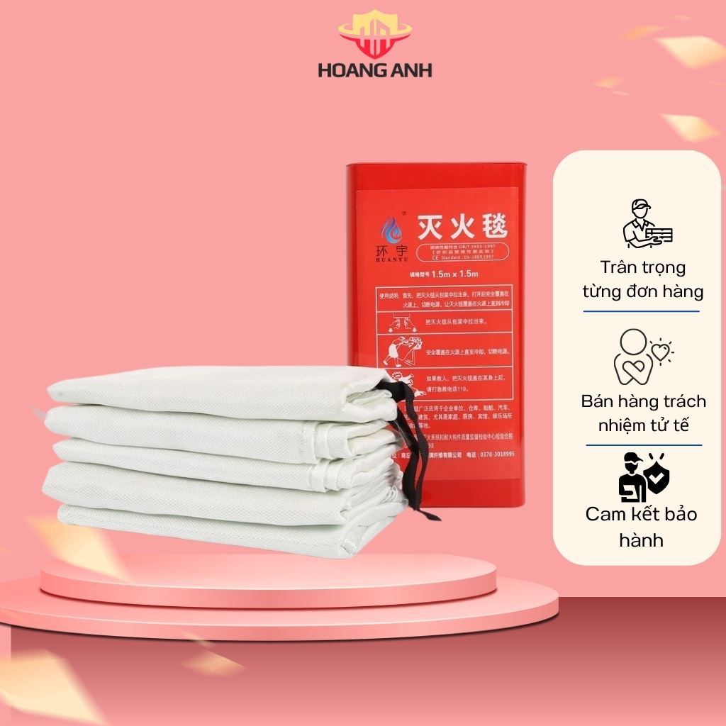 Chăn Chữa Cháy Dập Lửa Vải Sợi Thủy Tinh 1m X 1m