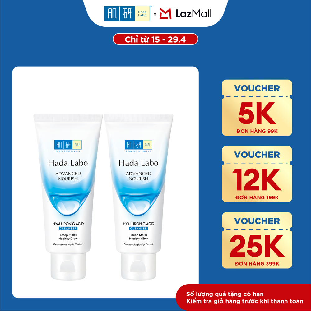 [VB] Bộ 2 Sữa rửa mặt dưỡng ẩm tối ưu Hada Labo Advanced Nourish Cleanser 80g