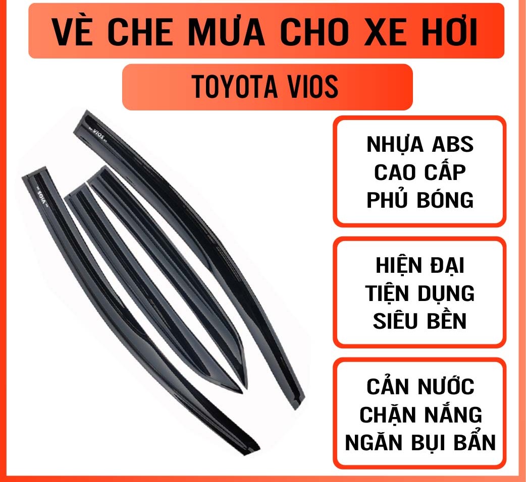 Vè che mưa nhựa xe toyota vios 2014-2021 sáng bóng cao cấp