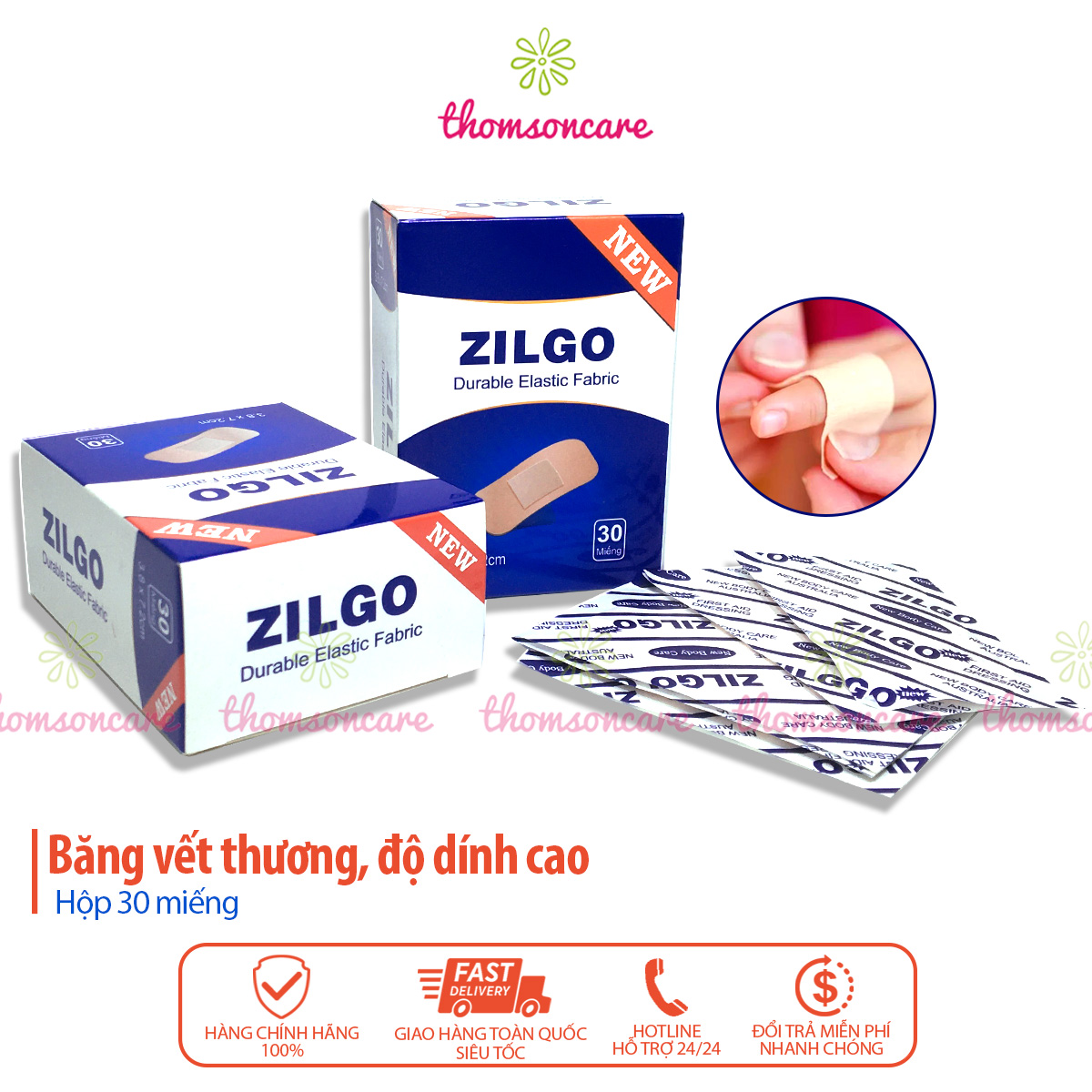 Băng dính y tế Zilgo 30 miếng size to 3.8 x 7.2 cm băng dán cá nhân băng gạc băng dán vết thương an toàn tiện dụng băng vết thương phẫu thuật vết xước chảy máu  cầm máu dùng cho các vết trầy nhẹ