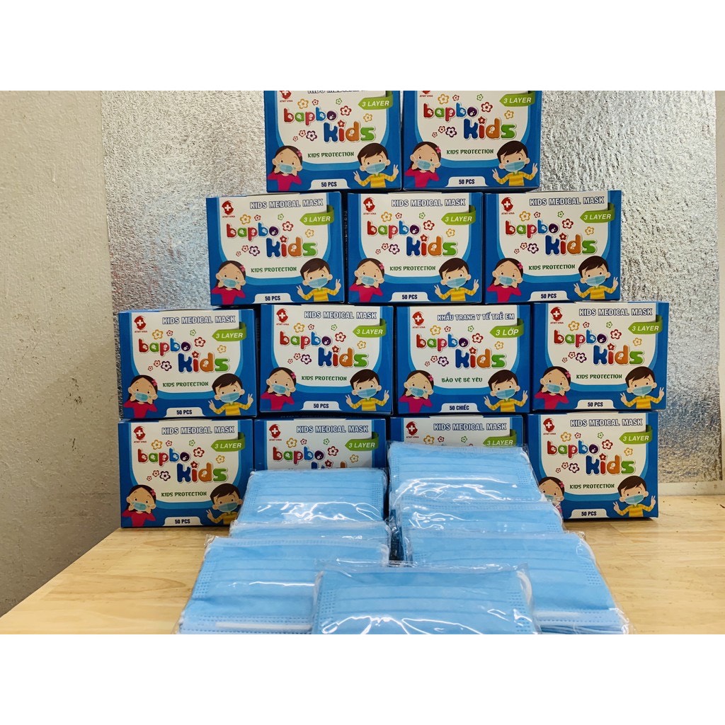 Hộp 50 chiếc khẩu trang y tế trẻ em Bapbo kids cao cấp