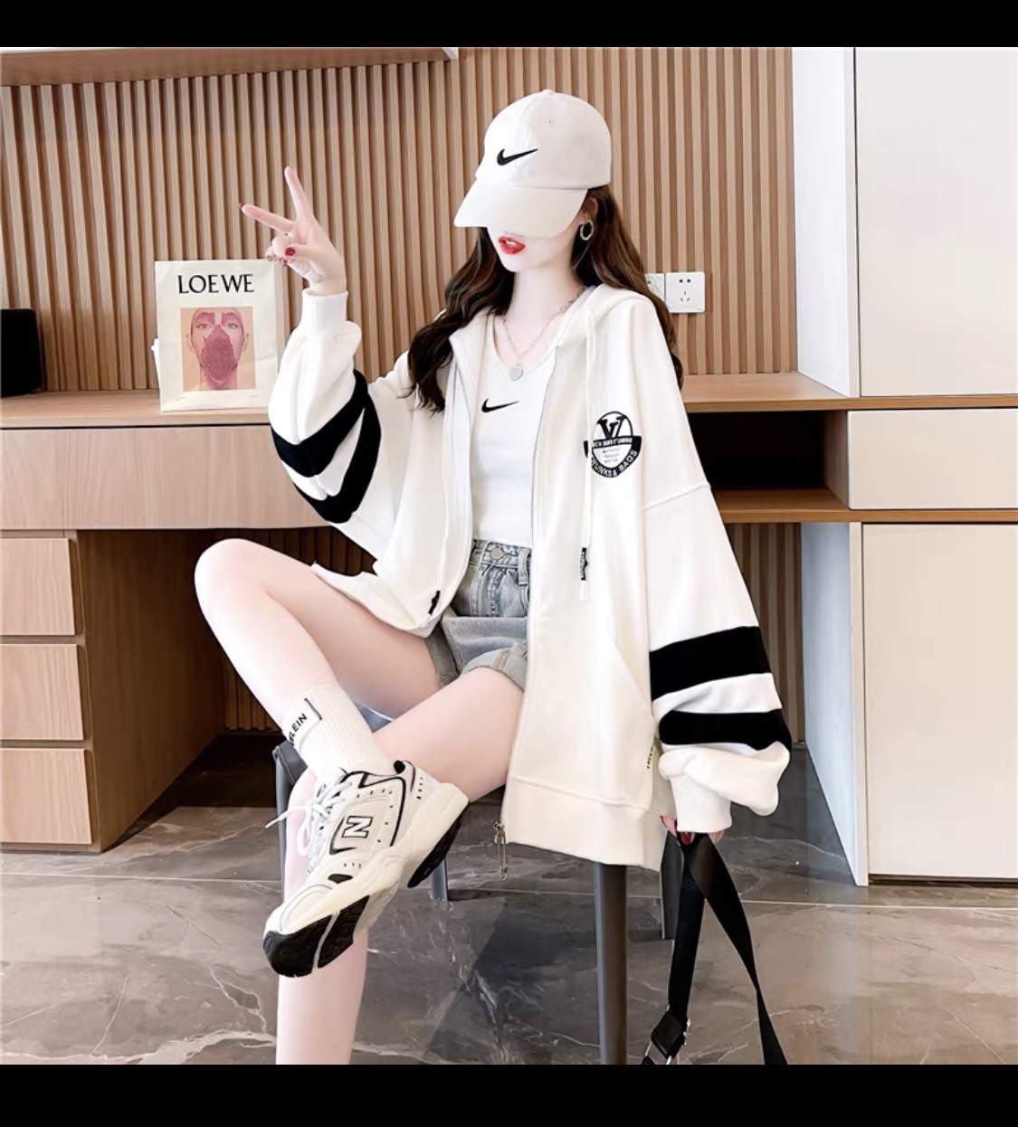 Áo khoác nỉ ngoại phối sọc sành điệu , phong cách sành điệu ut7645