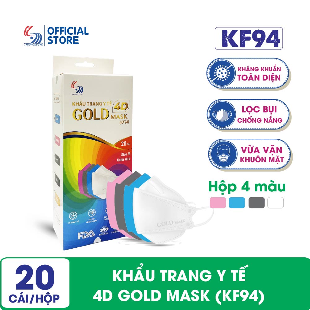 Khẩu trang y tế 4d gold mask mix màu - hộp 20 cái