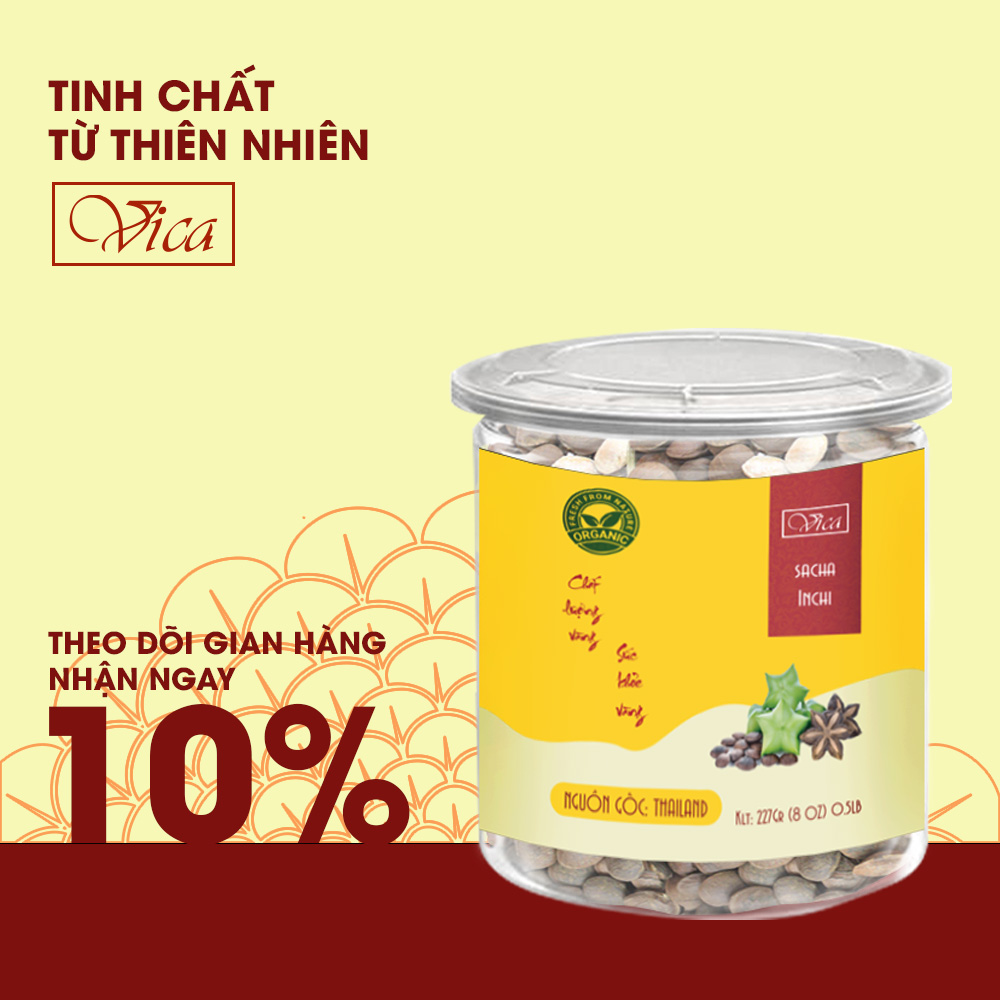 Hạt Sachi (Sacha Inchi) VICA 227g (0.5LB) đóng hũ nhựa cao cấp. Hạt Sachi (Thái Lan) hũ nhựa cao cấp, dùng làm quà tặng, quà tết, hạt dinh dưỡng