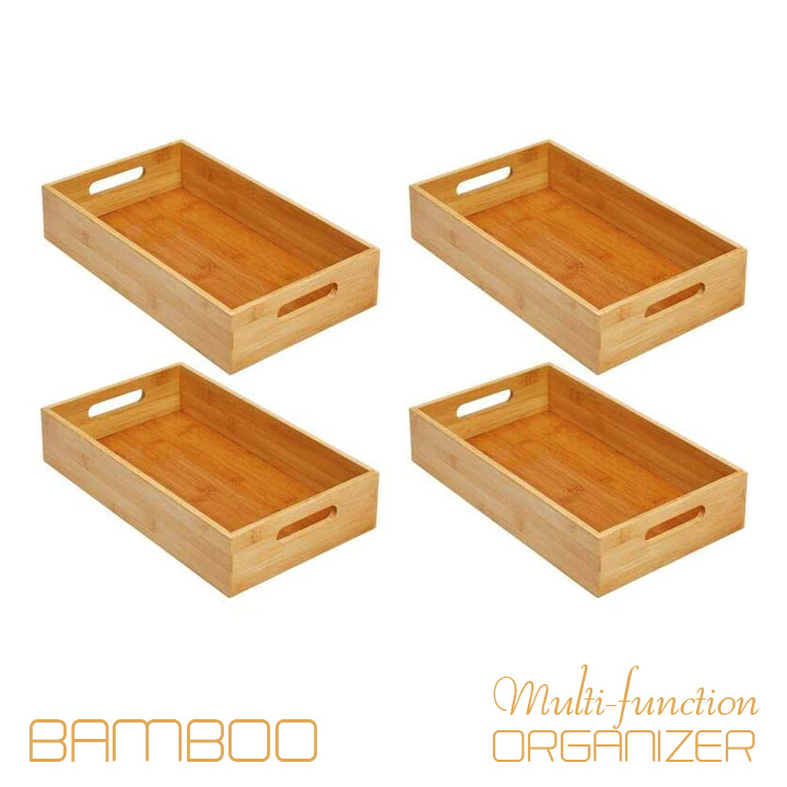 Khay gỗ tre đựng đồ phục vụ đa năng có lỗ tay cầm