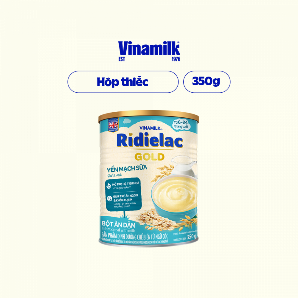 4 hộp bột ăn dặm ridielac gold yến mạch sữa - hộp thiếc 350g