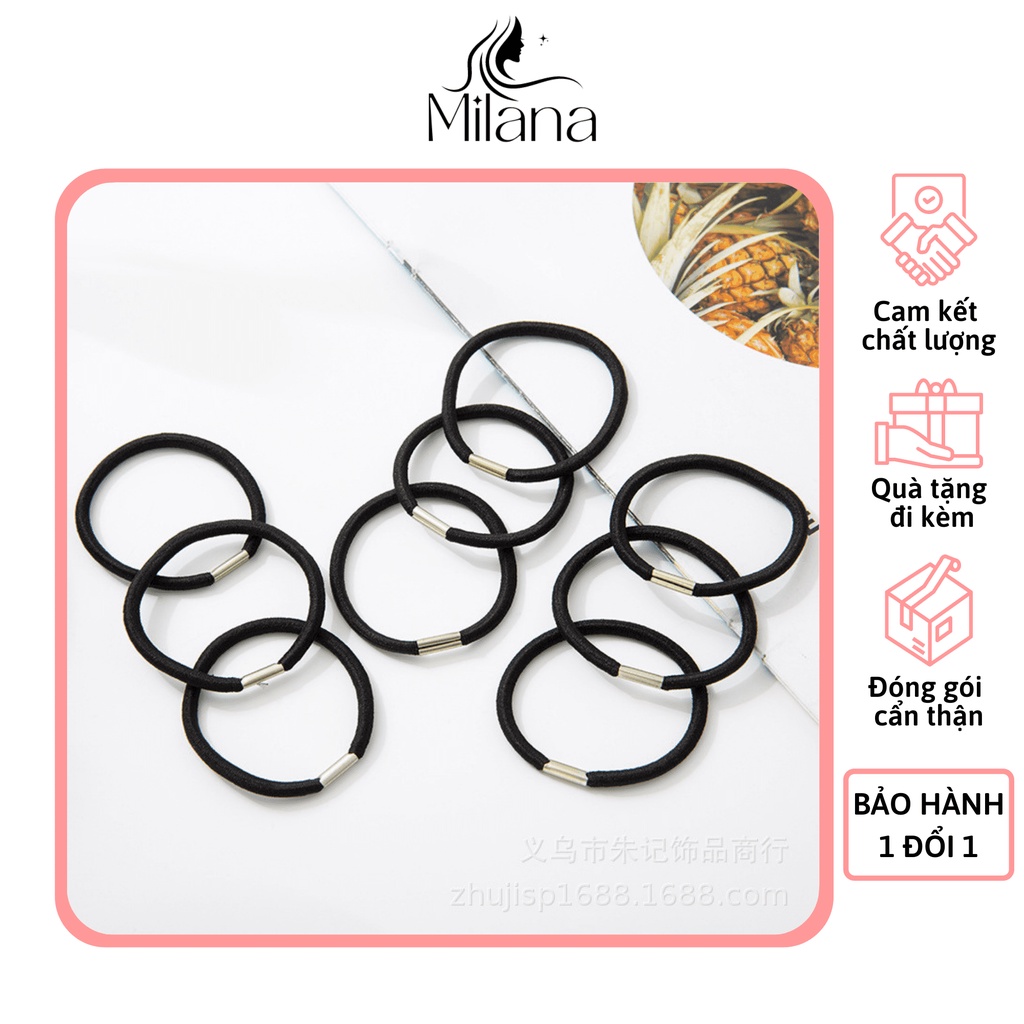 Dây cột tóc, chun buộc tóc co giãn kiểu Hàn Quốc xinh đẹp màu đen siêu bền cho nữ - Shop Milana