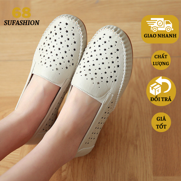 Giày Lười Mọi Nữ Đế Mềm Êm Chân Thoáng Khí Họa Tiết Trẻ Trung Cao Cấp Thời Trang Hàn Quốc Đi Làm Đi Chơi