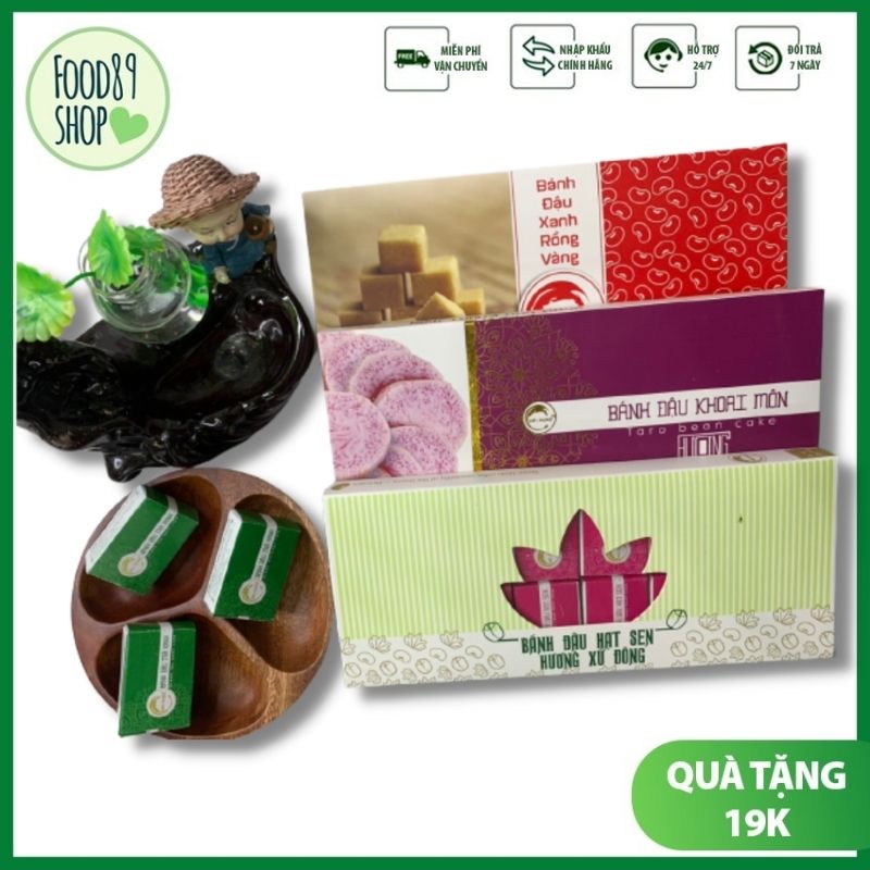 Quà tặng 12 hộp bánh đậu xanh gia truyền 6 vị truyền thống, đậu xanh, khoai môn, sầu riêng, hạt sen, trà xanh - đặc sản hải dương - food 89