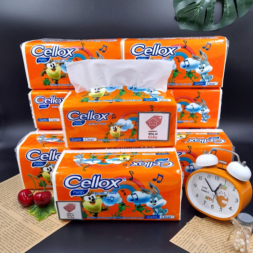 Combo 10 bịch khăn giấy rút Cellox 300 tờ/3 lớp siêu dai mềm mịn - Giấy rút trắng loại 1 bịch lớn