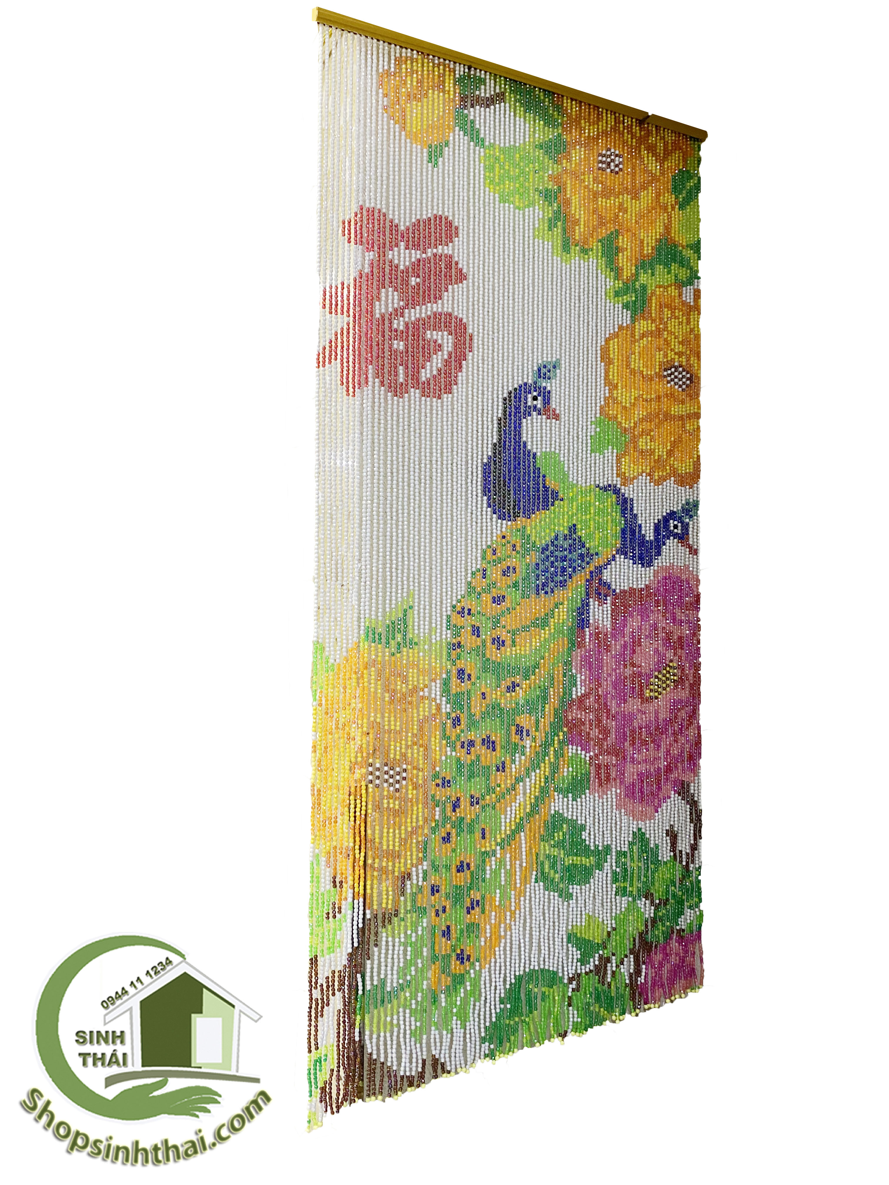 [HCM]Rèm màn chuỗi hạt nhựa hình chim công nhiều màu 1m x 2m - rèm sanko cao cấp - giao màu ngẫu nhiên