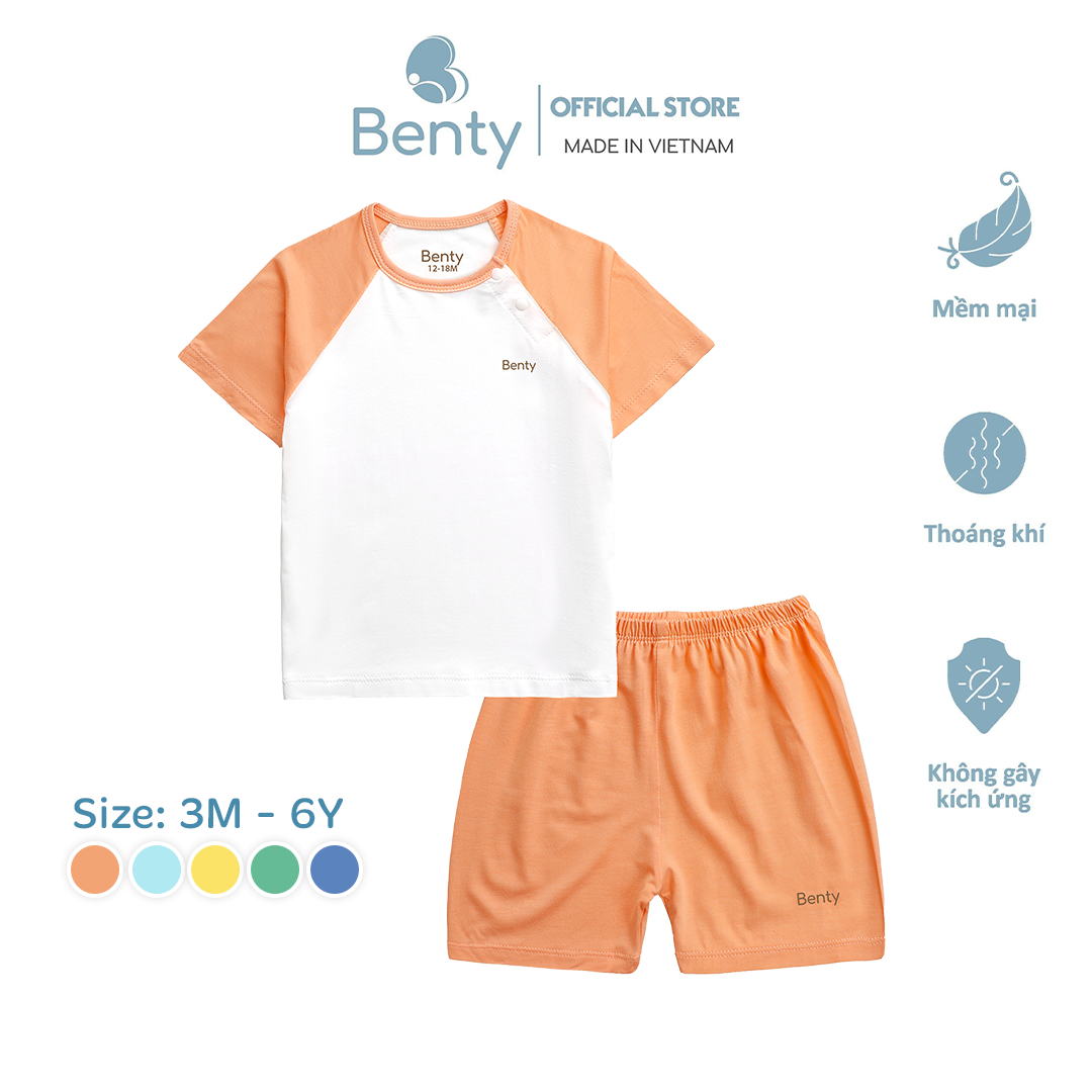  Bộ cộc tay cài chéo BENTY chất vải mềm mịn mát quần áo trẻ em phối màu đẹp cho bé trai bé gái 