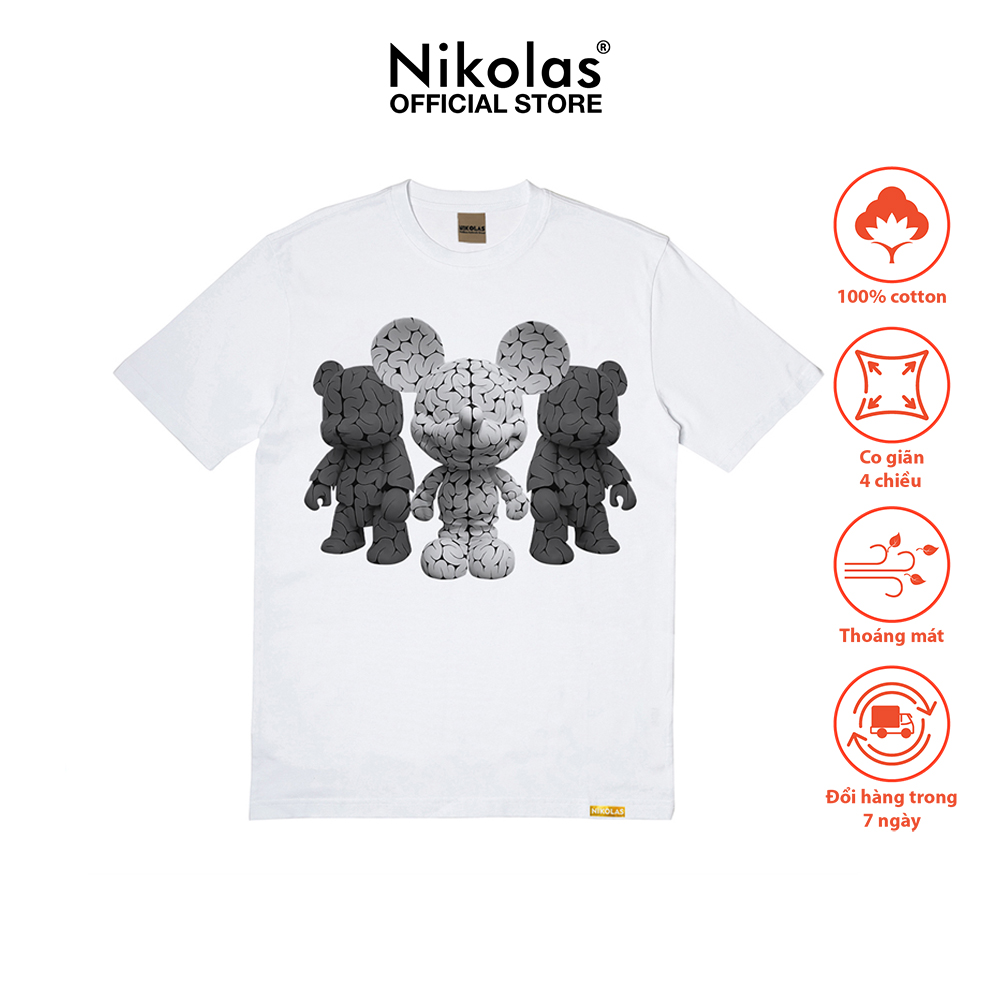 Áo thun unisex, áo phông unisex nikolas 100% cotton mickey brain - nikolas 2022
