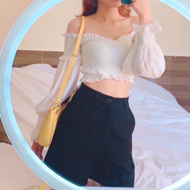 Áo croptop đắp chéo tay dài A5033