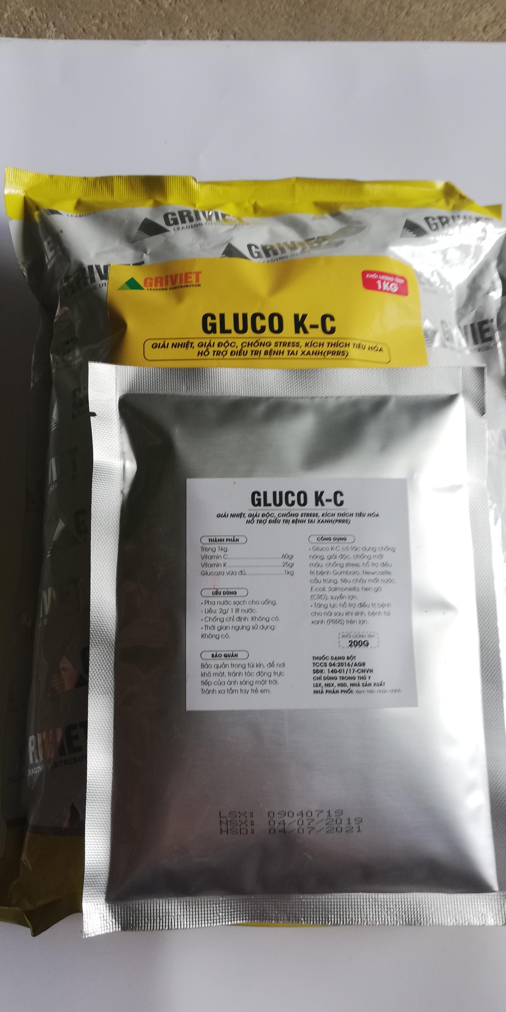 1 gói 200g GLUCO K-C Giải nhiệt, Giải độc, chống stress, kích thích tiêu hóa dùng tốt cho gà đá, chim cảnh, gia súc và gia cầm