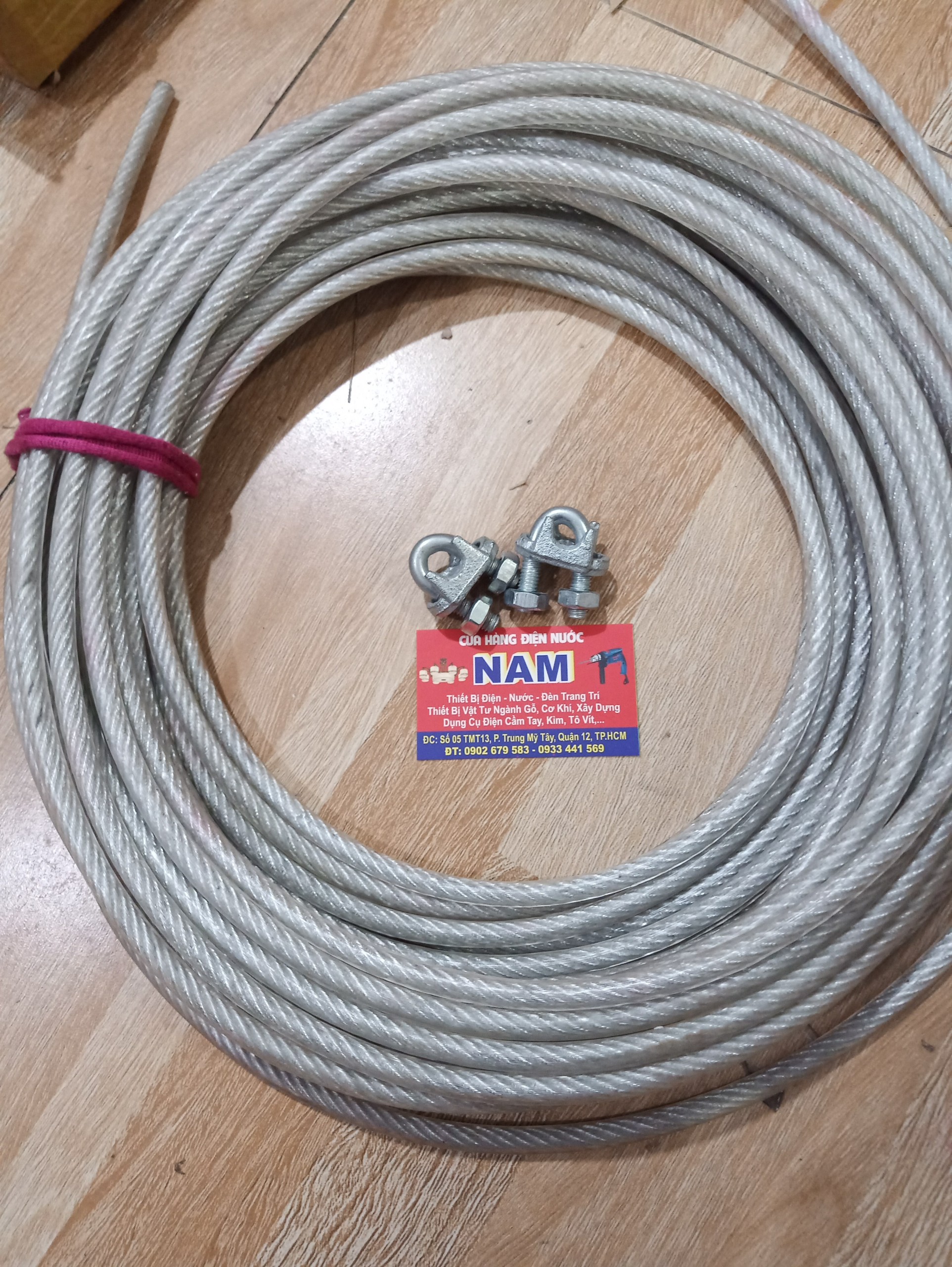 [HCM]10/100 mét cáp bọc nhựa 8mm/10mm tặng 2 đầu siết cáp tương ứng