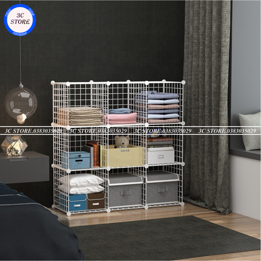 🎁tặng chốt🎁 kệ đa năng, tủ lưới sắt thép 9 ô để đồ tiện dụng