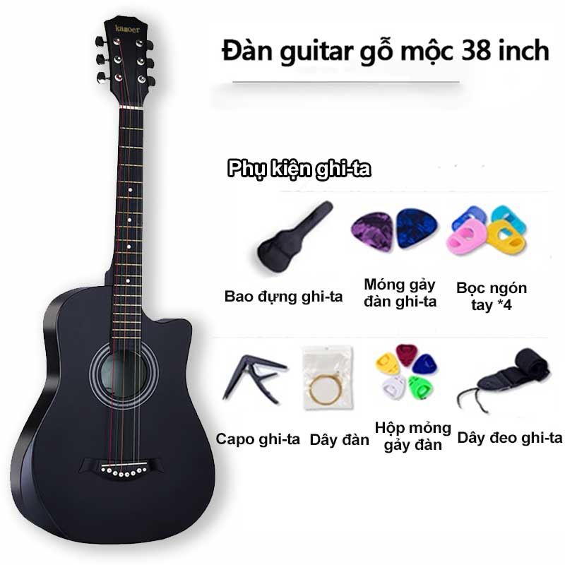 Đàn guitar cho người mới tập đàn guitar 38 inch tập luyện đàn ghi ta,Khẩu âm thanh tự nhiên và chân thật, có độ bền cao, dễ dàng sử dụng cho - 9