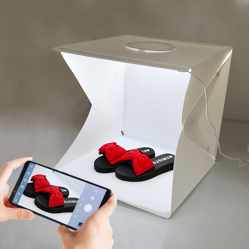 Hộp chụp ảnh sản phẩm studio size 40 X 40 cm tích hợp đèn led , 2 màu nền TRẮNG ĐEN nhỏ gọn dễ tháo lắp