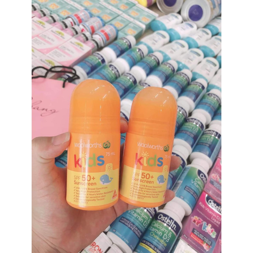 Kem Chống Nắng Cho Bé Dạng Năn Hàng Chuẩn Úc -Woolworth Kids Suncreen Spf 50+ 75Ml