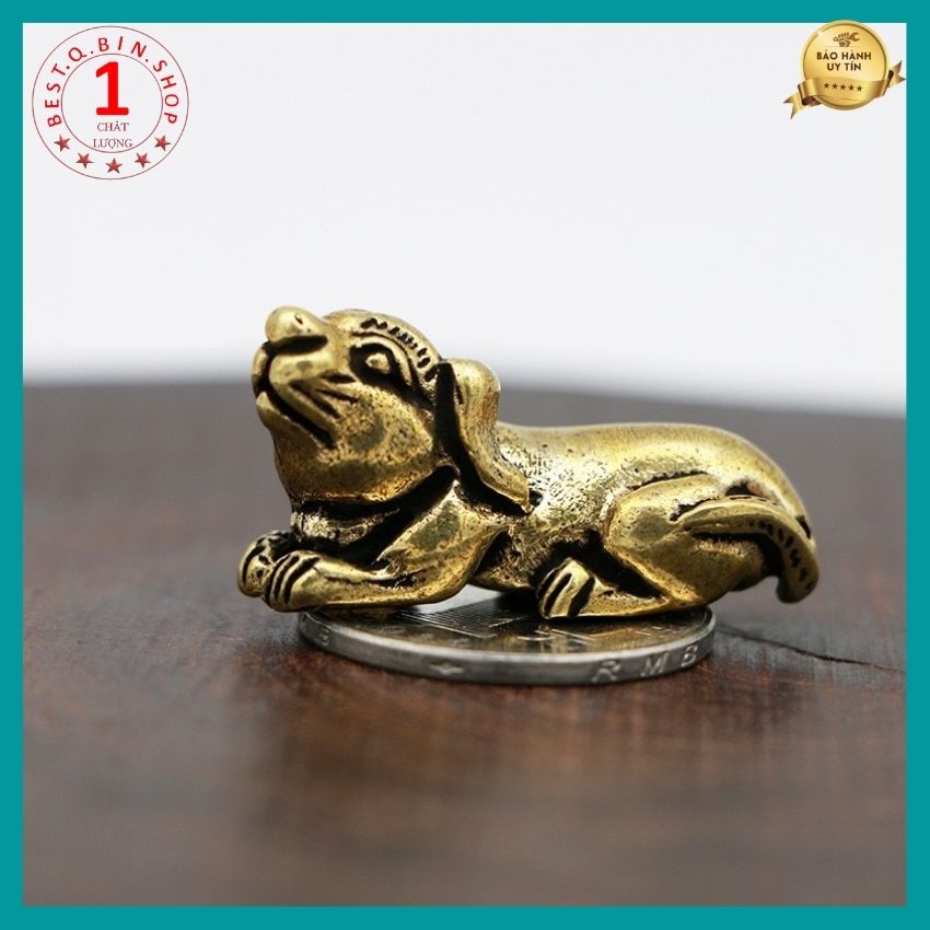 Tượng đồng mini tuổi Tí bằng đồng thau chế tác thủ công dùng để trang trí bàn làm việc oto đem lại may mắn tài lộc