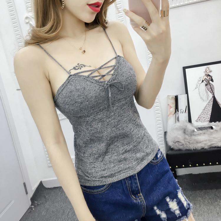 Áo Croptop 2 dây len dệt kim - hàng quảng châu