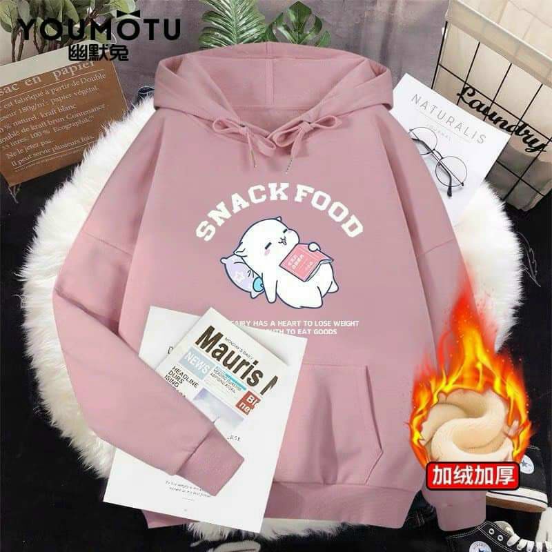 Áo Khoác Hoodie 2 Túi Thời Trang, Form Rộng Thoải Mãi, Thêu Gấu Thắt Nơ Đáng Yêu.XTTT