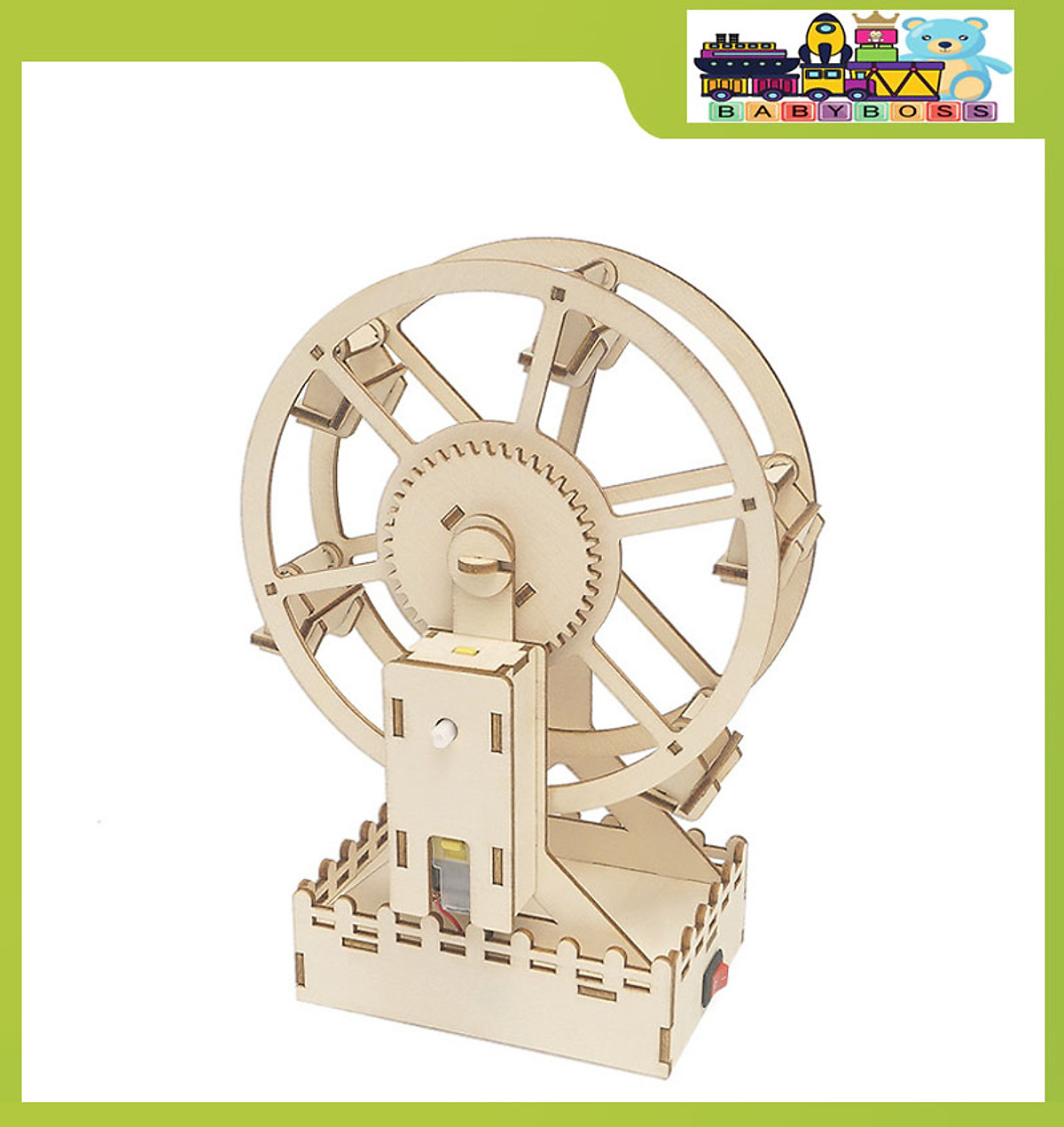 Đồ chơi gỗ mô hình vòng đu quay mặt trời, đồ chơi thí nghiệm diy wood steam cho bé, đồ chơi lắp ghép vòng đu quay bằng gỗ- babyboss + tặng kèm tranh ghép bằng gỗ