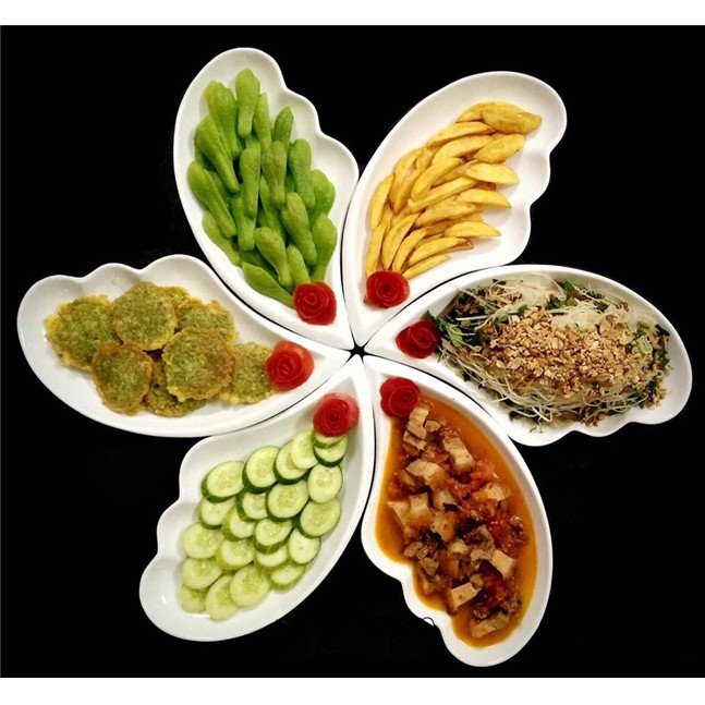 SÉT 6 ĐĨA CAO CẤP BẰNG GỐM SỨ MEN TRẮNG SÁNG BÓNG KIỂU DÁNG HÌNH CÁNH TIÊN ĐỘC ĐÁO SANG TRỌNG ĐỂ THỨC ĂN, HOA QUẢ, MỨT KẸO ĐẶT BÀN TRANG TRÍ BÀN GIA ĐÌNH - BỘ ĐĨA ĂN GIA ĐÌNH, NHÀ HÀNG MINH CHÂU HÌNH TIM